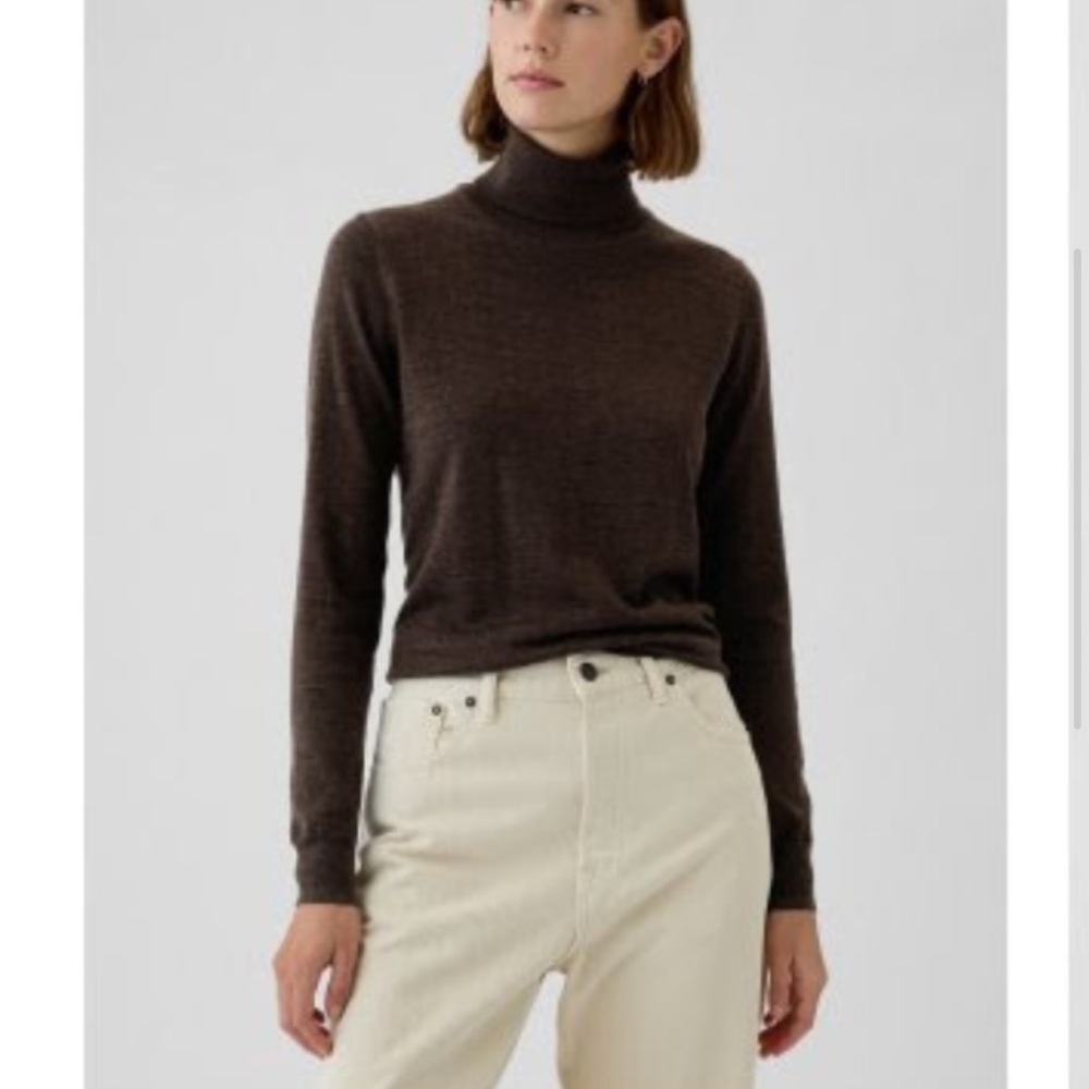 GAP Brown Turtleneck Sweater Fine Knit Cowl